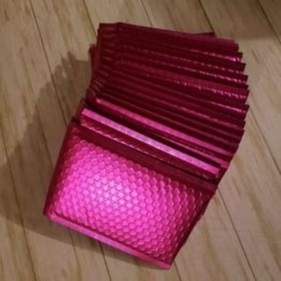100 Count Hot Pink Metallic Bubble Mailers Size 5x7 Padded Shipping Bags - Picture 1 of 1